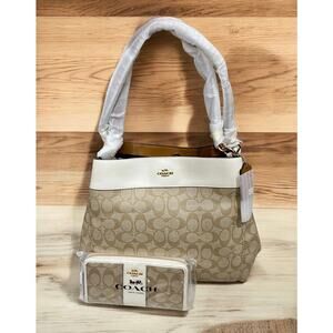 NWT Coach F27972 Signature Lexi Bag & Matching Accordion Zip Wallet